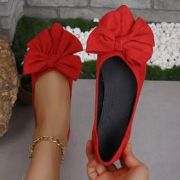 Women Flats Bow Pointed Toe Shoes Female Suede Walking Dress Spring Fashion Casual Sandals Shallow Zapatillas Mujer 240426