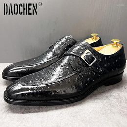 Casual Shoes Elegant Mens Dress Formal Black Monk Strap Loafers Animal Print Calf Leather Handmade Man For Men