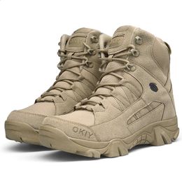 Mens military boots mens outdoor suede ankle boots tactical combat boots work safety shoes mens casual hiking shoes JX1705 240430