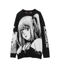 ATSUNNY 2021 Hip Hop Streetwear Vintage Style Harajuku Knitting Sweater Anime Girl Knitted Death Note Sweater Pullover G09097674817