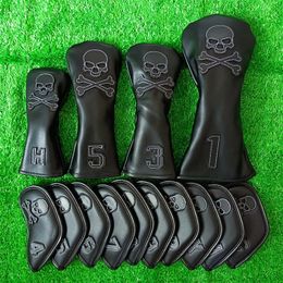 Skull Head Golf Irons Cover 10pcs Wood Driver Protect Headcover Golf Accessories Putter Golf Iron Club Head Cover 240430