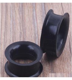 Mix 425Mm Silicone Double Flare Silicone Flesh Tunnel Ear Plug 96Pcs Black Colour Body Jewellery Evdq29341292