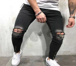 Black jeans Men Jeans Destroyed Ripped Design Pencil Pants Ankle Skinny Men High Quality Street Clothe X06219259131