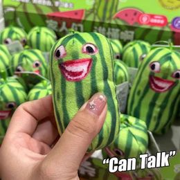 Keychains Funny Plush Watermelon Strips Keychain Creative Fruit Doll Keyring Backpack Bag Pendant Key Chain Kids Birthday Gift Accessories