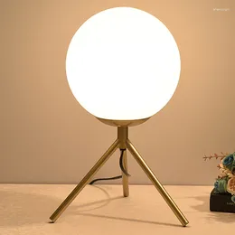 Table Lamps Nordic Simple Glass Ball Lamp Led Bedroom Bedside Living Room Modern Iron Desk Light Art Decor Indoor Lighting Fixtures