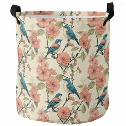 Laundry Bags Plant Bird Branches Foldable Dirty Basket Kid's Toy Organiser Waterproof Storage Baskets