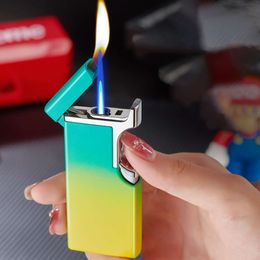 Double Flame Lighter Metal Gradient Colour Butane Lighter Refill Torch Cigarette Lighter Windproof