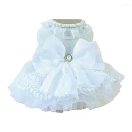 Dog Apparel Small Clothes With Buttons Elegant Lace Pet Wedding Dress For Medium Dogs Princess Pearl Bow Design