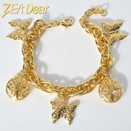 Charm Bracelets ZEA Dear Jewelry Chic Gold Color Butterfly For Women Punk Link Chain Bracelet Dubai Wedding Engagement Gift