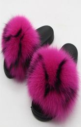 Women039s Winter Warm Fur Slippers Female Cute Fluffy House Shoes Plush Fox Hair Fluffy Slippers Women Slides Flip Flops Sandal6373996