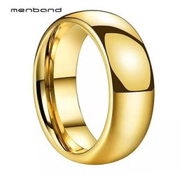 Gold Wedding Band Men Women Tungsten Couple Rings Dome Band High Polish 6MM 8MM Comfort Fit Record Name Date 2202096670761