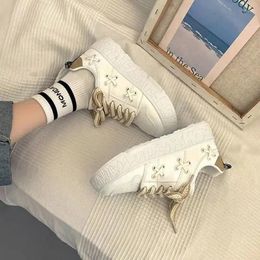 Casual Shoes Sneakers Female Footwear Kawaii Low Sports Lace Up Cute Women's Athletic High On Platform 39 Shoe 2024 A Cotton