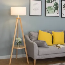 Floor Lamps Nordic Minimalist Wood Grain Fabric Home Corner Lamp For Living Room Bedroom Decor Led Night Standing Storage Rack
