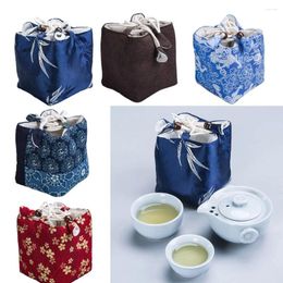 Teaware Sets Empty Tea Cup Set Storage Bag Portable Teapot Travel Cloth Vintage Kit Pouch Handbag Outdoor Camping
