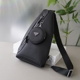 Mens Designer Wallet Triangle Standard Cowhide Men's Breast Messenger Cross Body Sling Bag