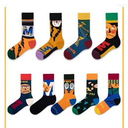 Women Socks Famous Painting European And American Style In The Tube Men Tide Brand Ins Cartoon Cotton