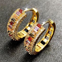 Hoop Earrings Ins Fashion Colorful Exquisite Zircon 14k Plated Gold Minimalist Romantic Luxury Earring Accessories Pendant