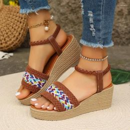 Sandals 2024 Ladies Shoes On Sale High Quality Elastic Band Women Summer Open Toe Mixed Colours Platform Wedge Large Size