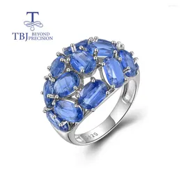 Cluster Rings TBJ 925 Sterling Silver Big Ring With Natural Blue Kyanite 16.9ct Ov 5 7mm Gemstones Fine Jewellery For Women Nice Gift