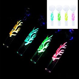 Wholesale Mix Color luminous Grow flash in the dark Pyrex Glass Oil Burner Pipe 4inch Water Bubbler Hand Pipes Smoking Accessories Thick Octopus Smoke Tube nail