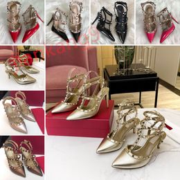 designer sandals Classic rivet leather heels Luxury Sandals Women's High Heels Senior Fashion Designer Shoes Letter Wedding Dinner Women's Sandals