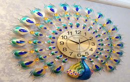 3D Peacock Wall Clock Europe Decor Wall Watch Home Living RoomBedroom Mute Clock Modern Design Metal Digital Clocks7103440