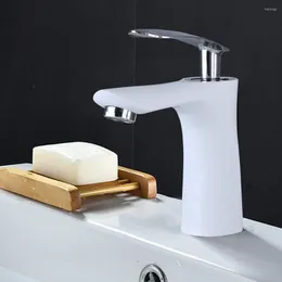 Bathroom Sink Faucets Faucet Washbasin Mixer Tap Single Lever White