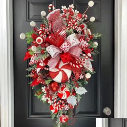 Christmas Decorations Candy Red Berries Wreath For Doors Wall Decor Ornaments Artificial Pine Cones Tree Decoration Drop Delivery Home Dhy7T