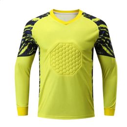 Mens Jersey Breathable Sponge Soccer Goalkeeper Uniforms Long-Sleeve Tights Protective Collision Football Training Single Top 240426