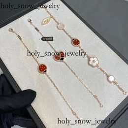 Vanclef Bracelet Silver Red Love Charm Bracelets Women Vanclef Necklace Designer Charm Bracelets 4/Four-Leaf-Clover Rose Gold Ladybug Cherry Luxury Jewellery 5117