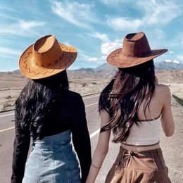 Berets Western Cowboy Hats Summer Women's Sunscreen European And American Retro Large-brimmed Beach Sun