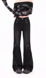 Women's Jeans Women Black Gothic Baggy Harajuku Aesthetic Denim Trousers Y2k Loose Wide Jean Pants Vintage 2000s Trashy Oversize Clothes