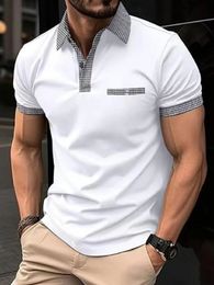 Summer Men Solid Color Polo Shirts Lapel Button Short Sleeve Tops Fashion Golf T Shirt Oversize Business Casual Mens Clothing 240430