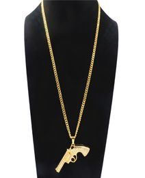 Exaggeration Rhinestone Revolver Pendant Necklace Hiphop Alloy Gold Plated Necklace For Men Creative Party Jewellery Accessories Wh3687942