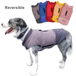 Dog Apparel Autumn Winter Outdoor Pet Cotton Clothing Solid Color Simple Fashion Reversible Wearable Vest With Reflective Stripes