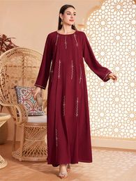 Ethnic Clothing Muslim Diamonds Kaftan Women Long Sleeve Party Maxi Dress Dubai Abaya Turkey Robe Arabic Eid Ramadan Islamic Jalabiya