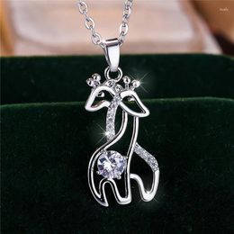 Pendant Necklaces Cute Female Crystal Stone Giraffe Necklace Vintage Wedding Jewellery For Women Mother's Day Gift