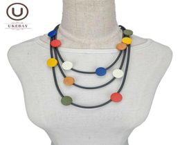 Chokers UKEBAY Multicolor Wood Necklaces Women Choker Necklace Rubber Rope Gothic Jewelry Boho Clothes Accessories Sweater Chains6895583