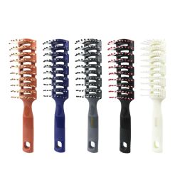 Men Plastic Vent Hair Brush Comb Anti-Static Massage Care Ribs Back Curly Styling Salon Nine-Row