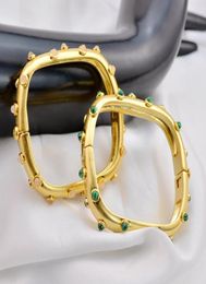 Malachite Rose Quartz Real 18K Gold Plated Brand Square Bracelets Bangle Cuff Letter Fashion New For women for girl6146591