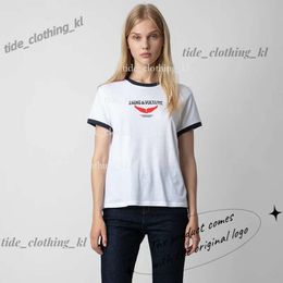 New Designer High Quality Luxury Fashion Casquette Luxe Zadig Voltaire Trend Designer Shirt Delicate Love Diamond and Black Short T-shirt 166