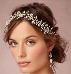 Vintage Wax Flower Crowns Bridal Tiaras Delicate Forehead Wrap 1920sinspired Adornment Hair Wedding Hand Hair Combs with Pearls C8781590