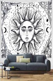 White mandala sun statue Tapestry Hanging Wall Bohemia Polyester Wall Decor Cloth Table Cloth Curtain Home Room Decorative Picnic 3532747