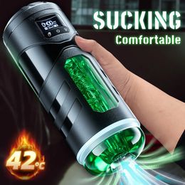 Automatic Male Masturbator Cup Sucking Vibration Blowjob Masturbation Real Heated Vagina Pocket Adults Sex Machines Toys For Man 240515