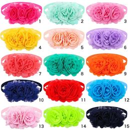 Dog Apparel 15colours Pet Bow Tie Hair Accessories Fashion Colourful Large Flowers Chiffon Bowtie Gromming For Cats Supplies