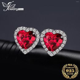 Stud Earrings JewelryPalace Heart Created Ruby 925 Sterling Silver For Women Gemstone Korean Earings Fashion Jewelry