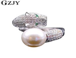 GZJY Fashion Tiger Inlay Cubic Zircon Shell Pearl Opening Rings For Women White Gold Colour Ring K02320547278236926