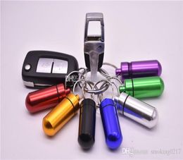 smokgin accessories Colourful metal Snuff metal Vial Spoon Spice Bullet Snorter Pill box storage bottle mixed colors5531566