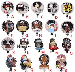 Custom Key Rings Medical Black Nurse Magic Rhinestone Retractable ID Holder For Name Accessories Badge Reel With Alligator Clip4927811