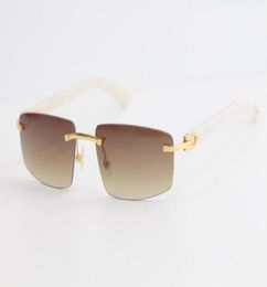 New Rimless Marble White Plank Sunglasses 8100926 Style Utdoor Design Classical Model Sunglasses High Quality Glasses Male and fem6815902